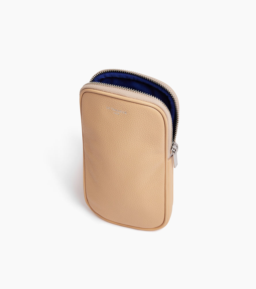 Etui téléphone en cuir grainé