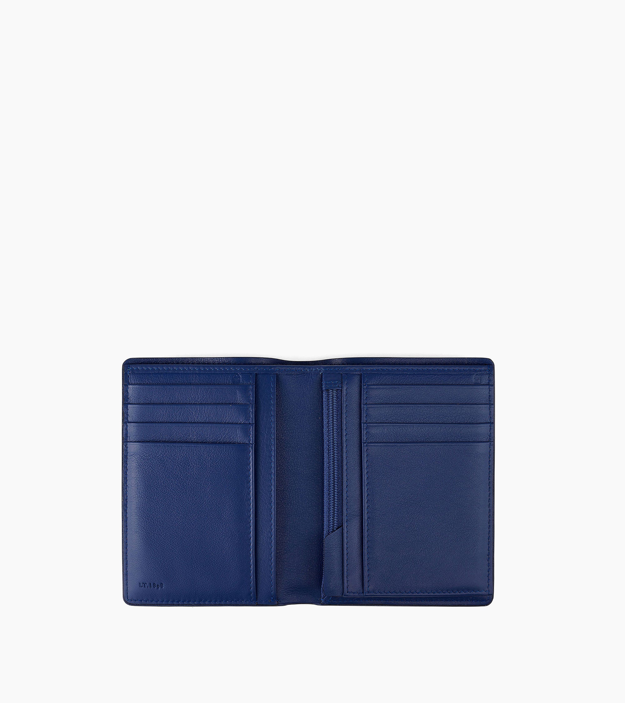 Vertical zipped Augustin pebbled leather wallet