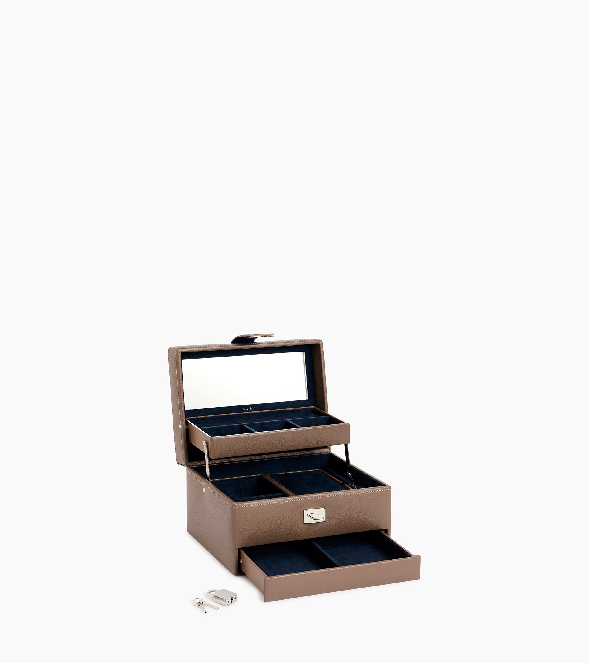 Medium automatic opening leather jewellery box