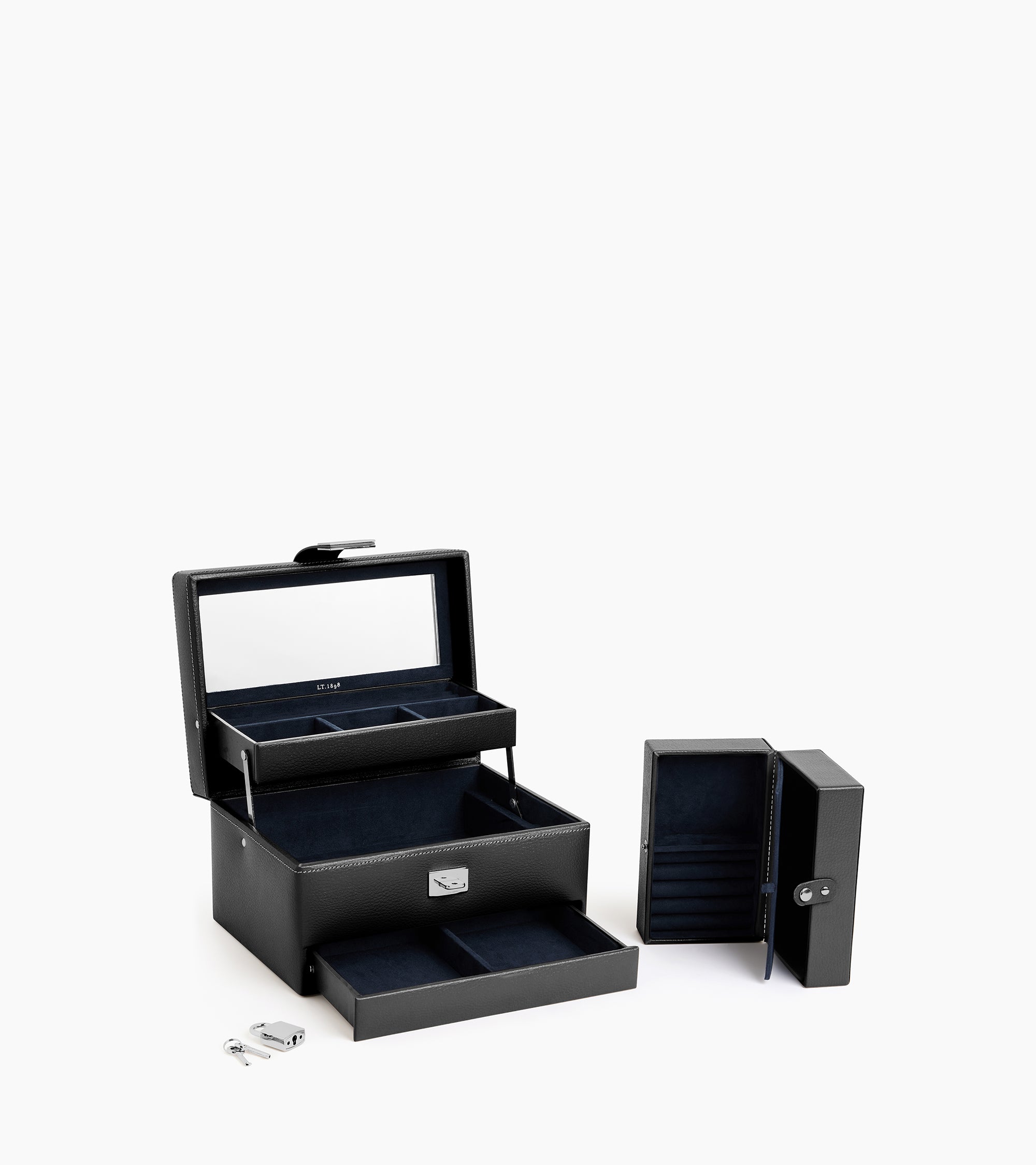 Medium automatic opening leather jewellery box