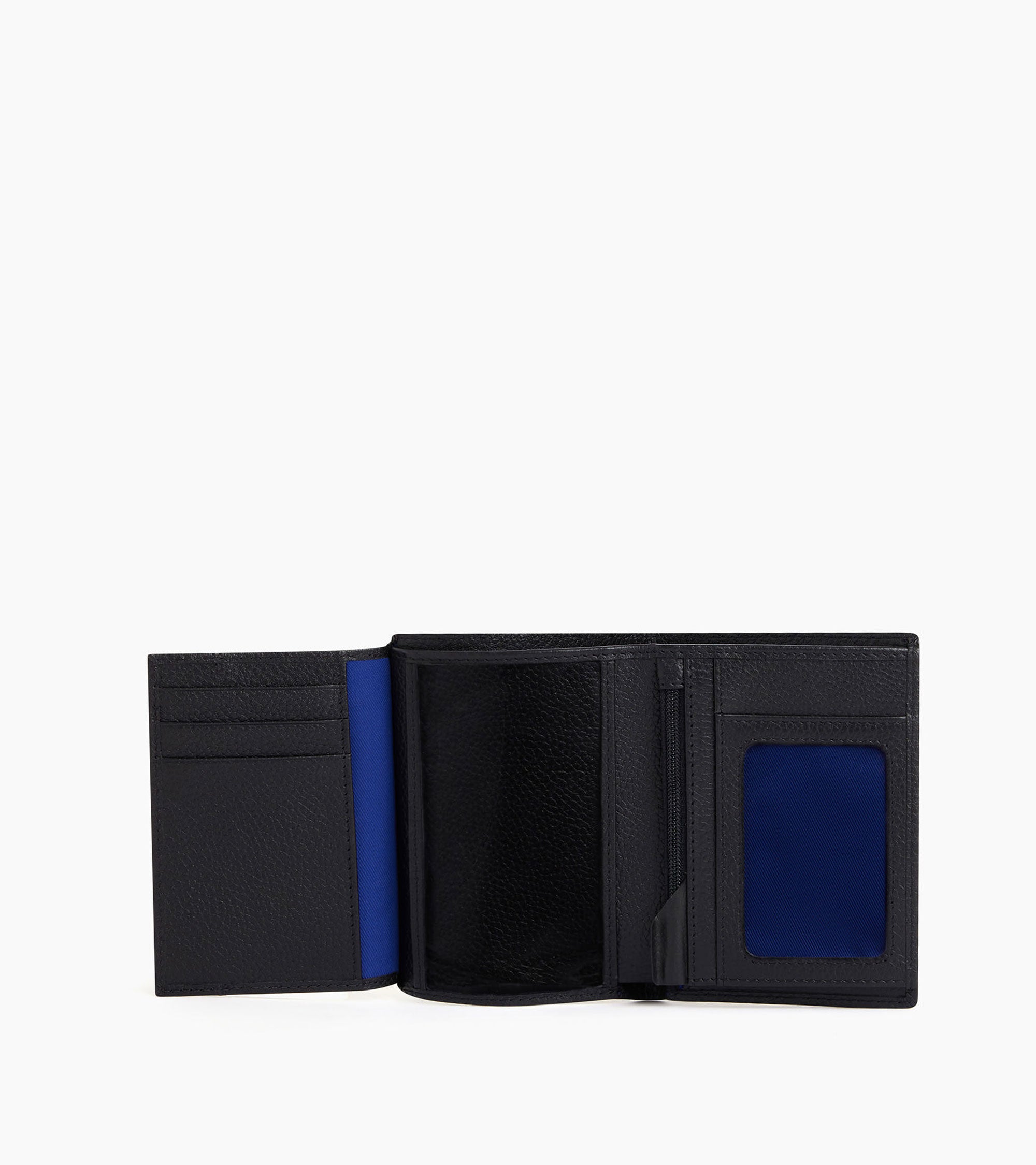 medium-sized, zipped wallet with 2 gussets in grained leather