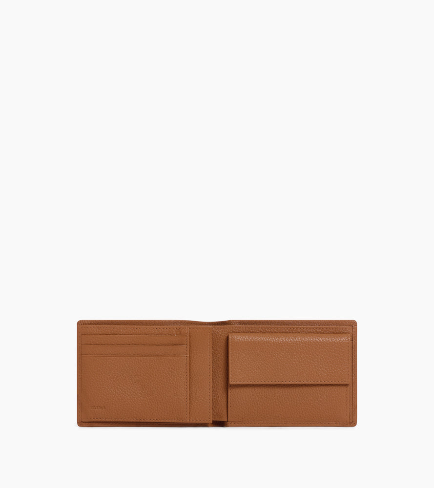 Charles flap wallet with 2 gussets in grained leather