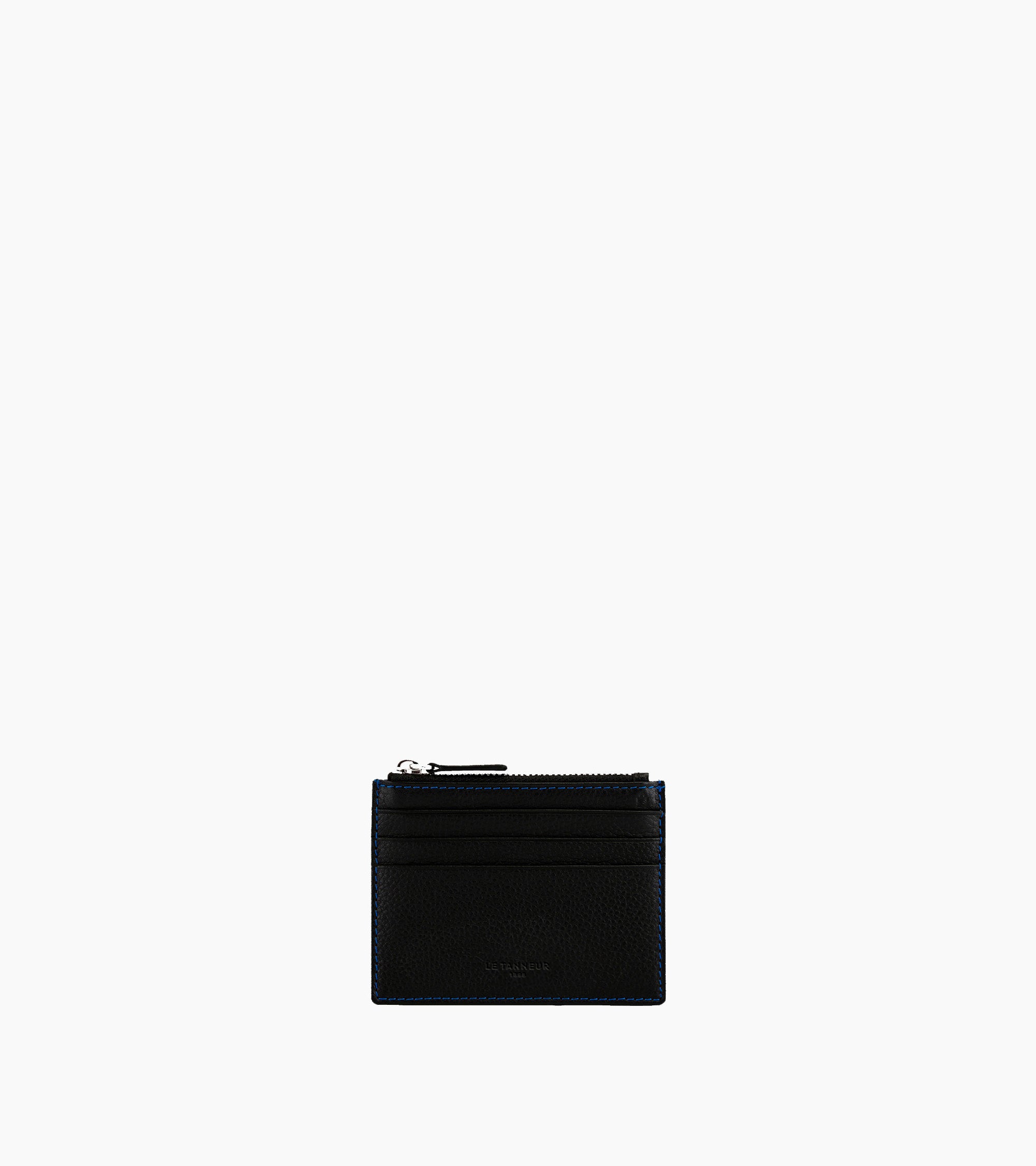 Zipped Charles pebbled leather cardholder