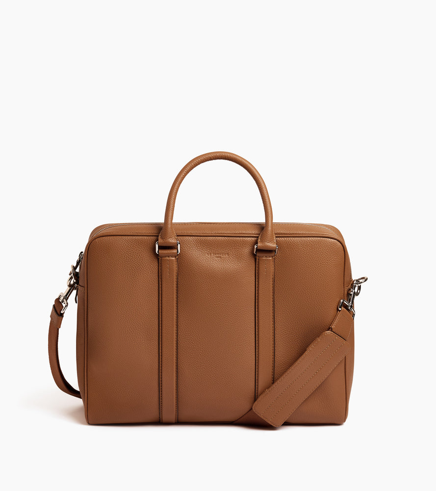 Charles slim, 17" briefcase in grained leather