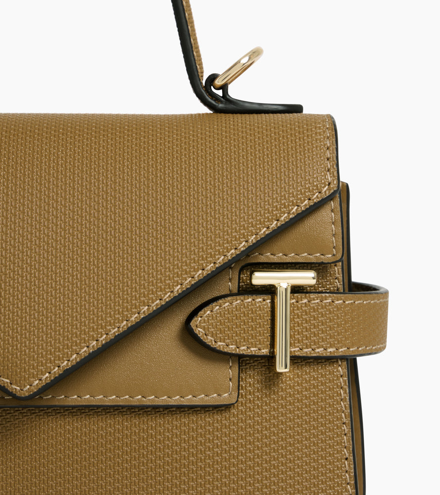 Emilie small handbag with double flap in T-signature leather