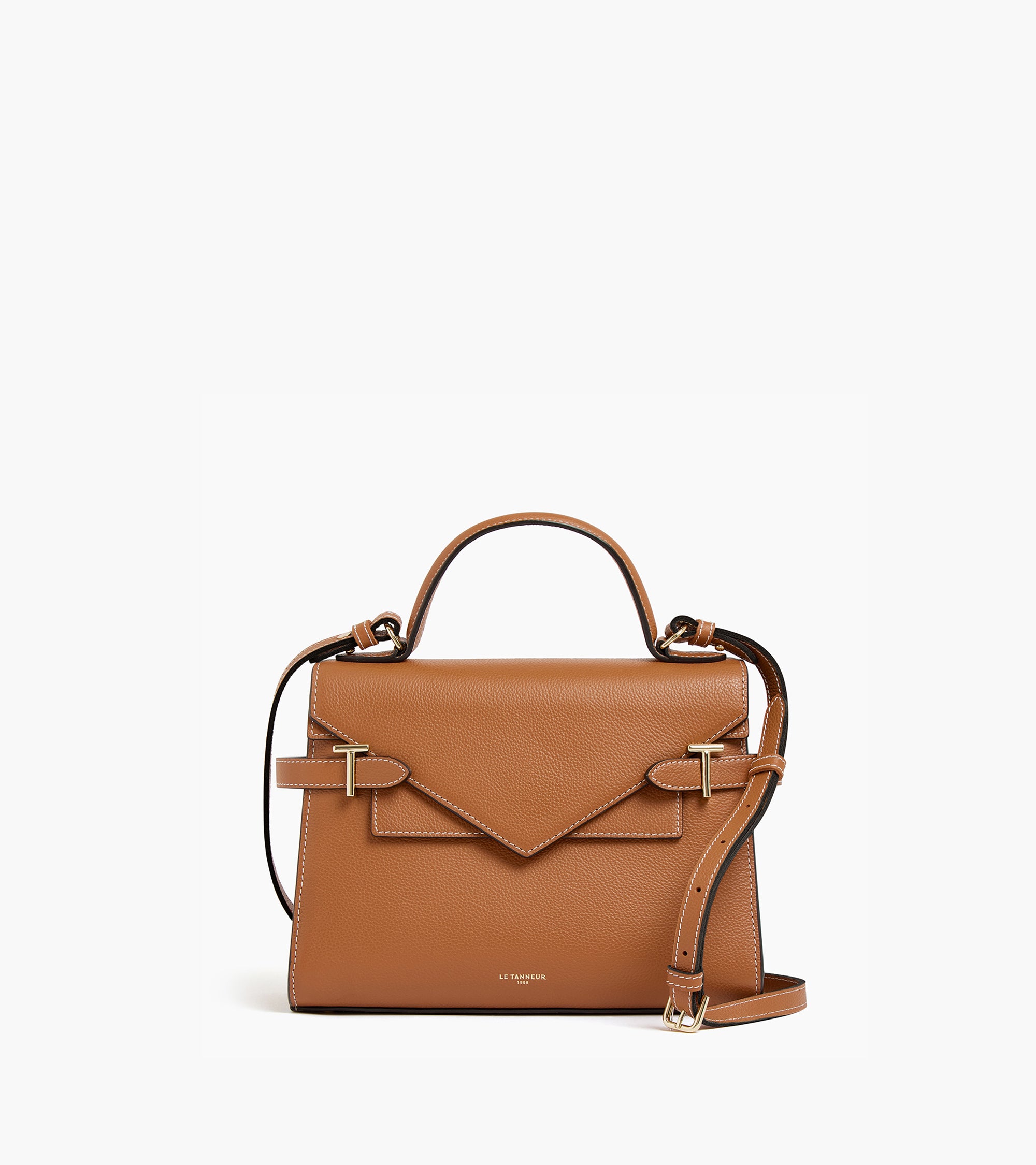 Emilie medium double flap handbag model in grained leather