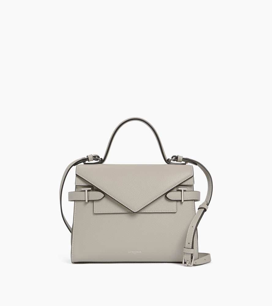 Emilie medium handbag with double flap in grained leather