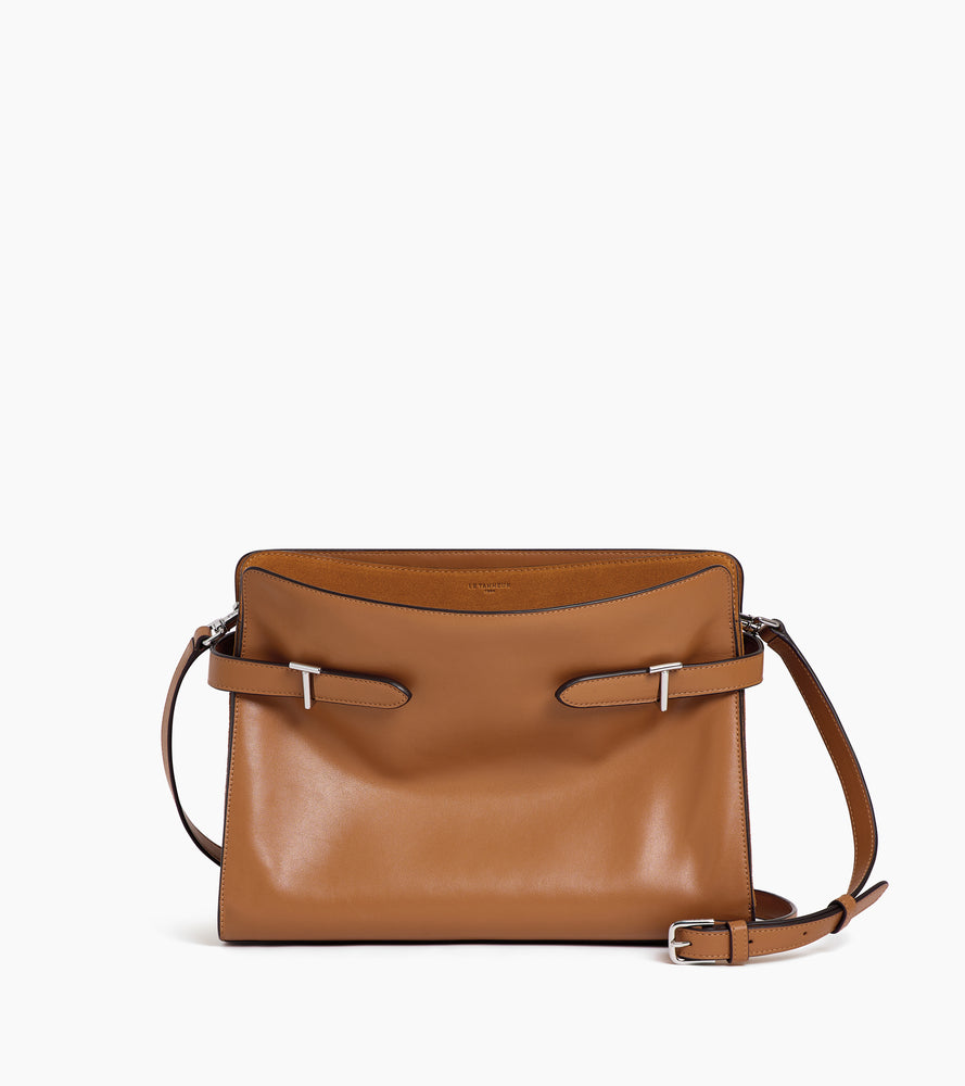 Sac porté épaule grand modèle Emie en cuir lisse et nubuck