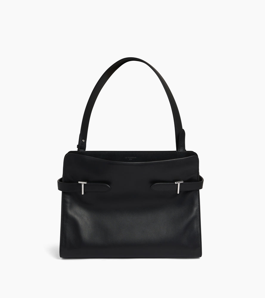 Sac porté épaule grand modèle Emie en cuir lisse et nubuck