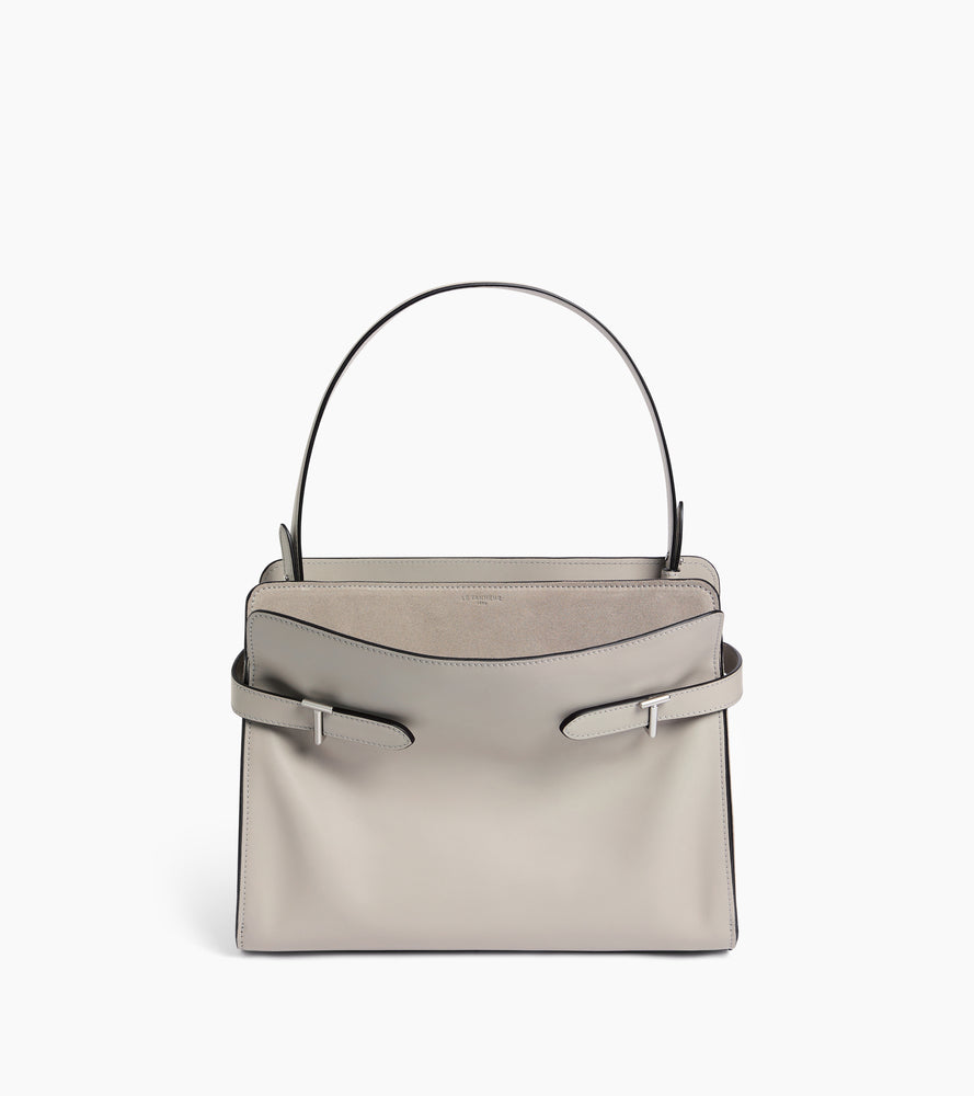 Sac porté épaule grand modèle Emie en cuir lisse et nubuck