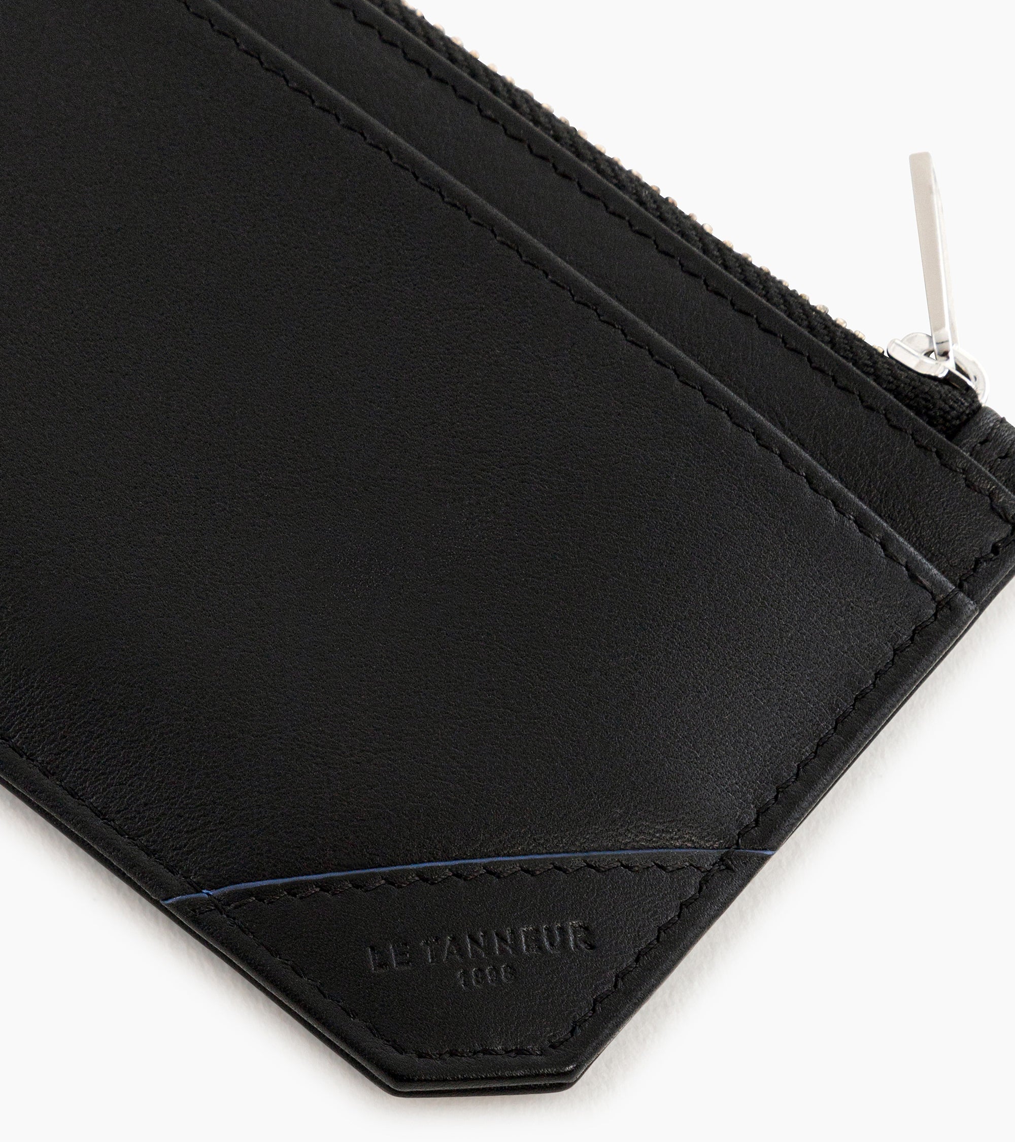 Porte cartes zip en L Georges en cuir lisse