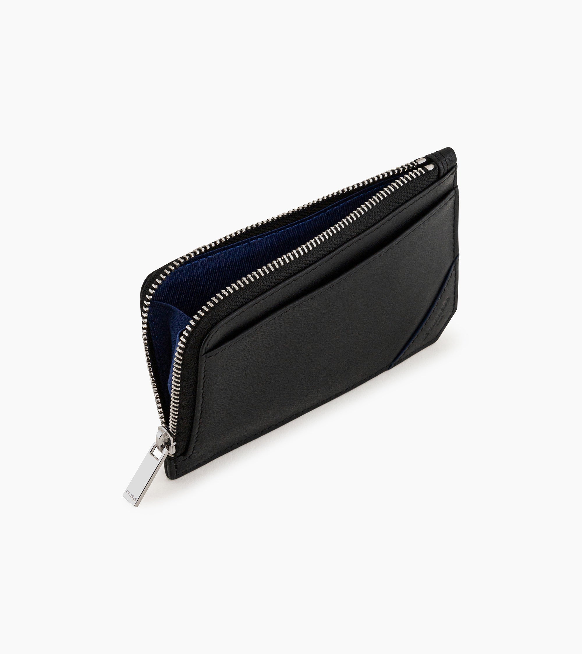 Porte cartes zip en L Georges en cuir lisse