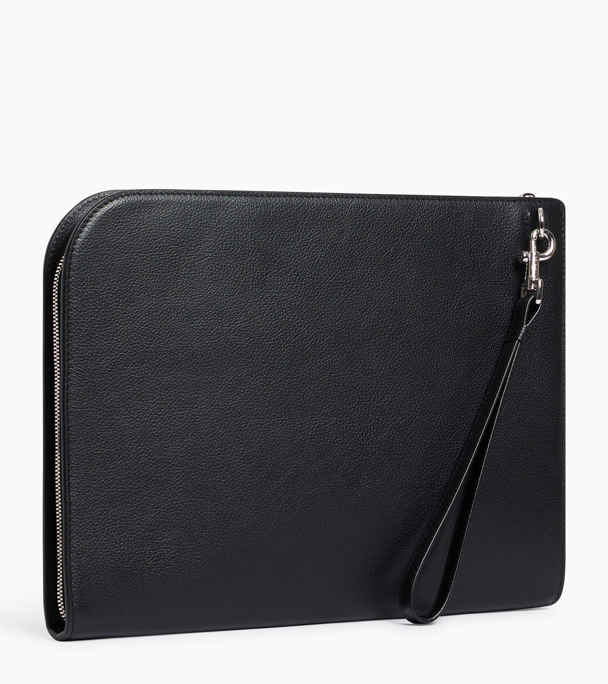 Emile A4 pouch in grained leather