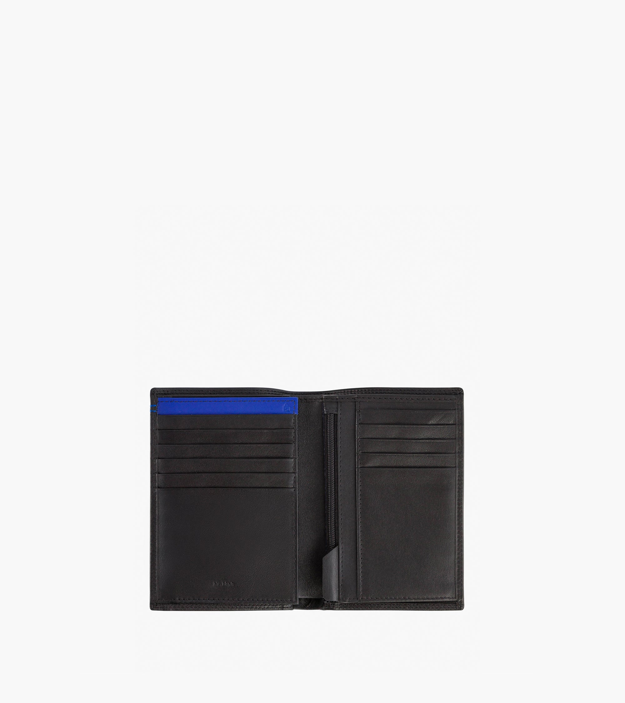 Zipped pocket and 2 shutters Martin smooth leather wallet