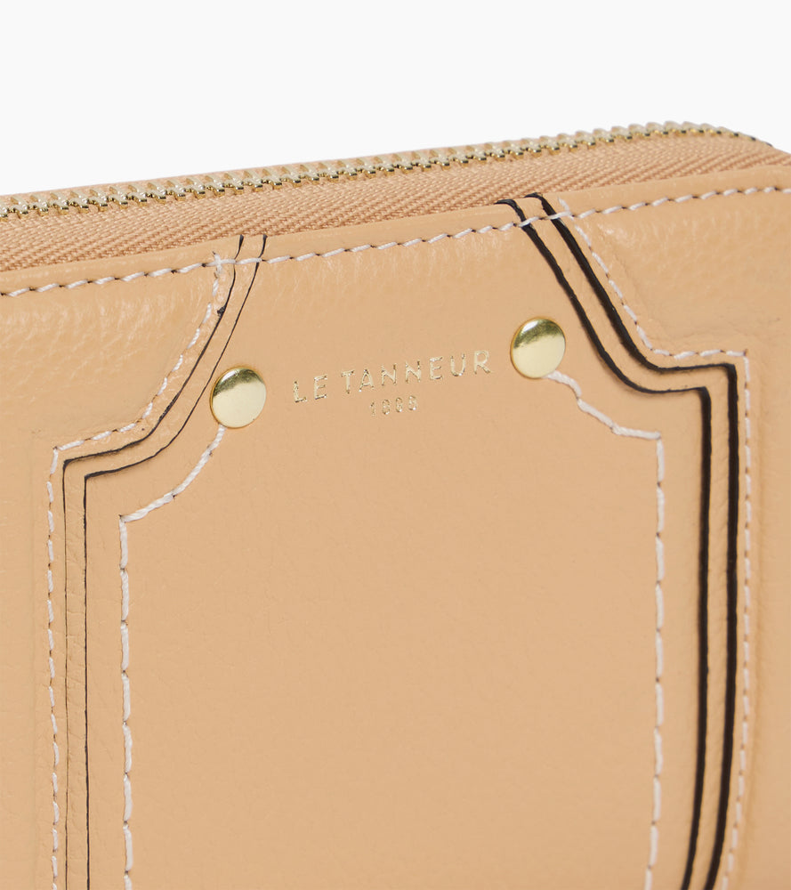 Ella zipped card holder in grained leather