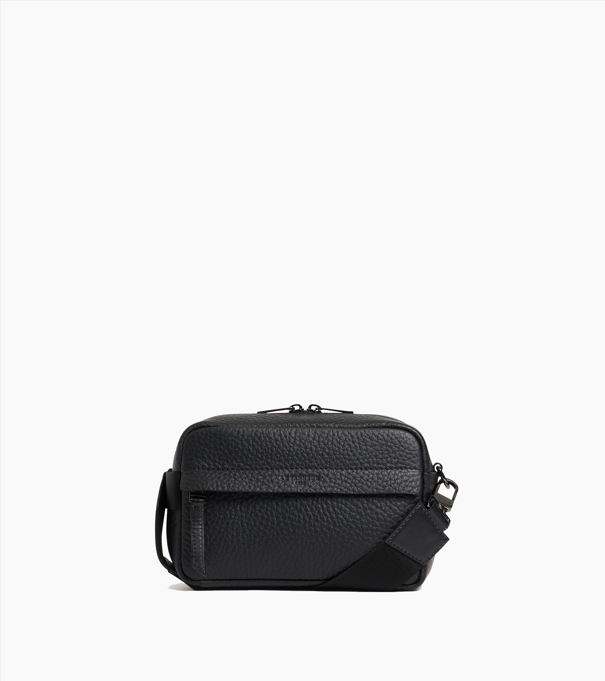 Noah small shoulder bag in buffalo grain leather and smooth leather