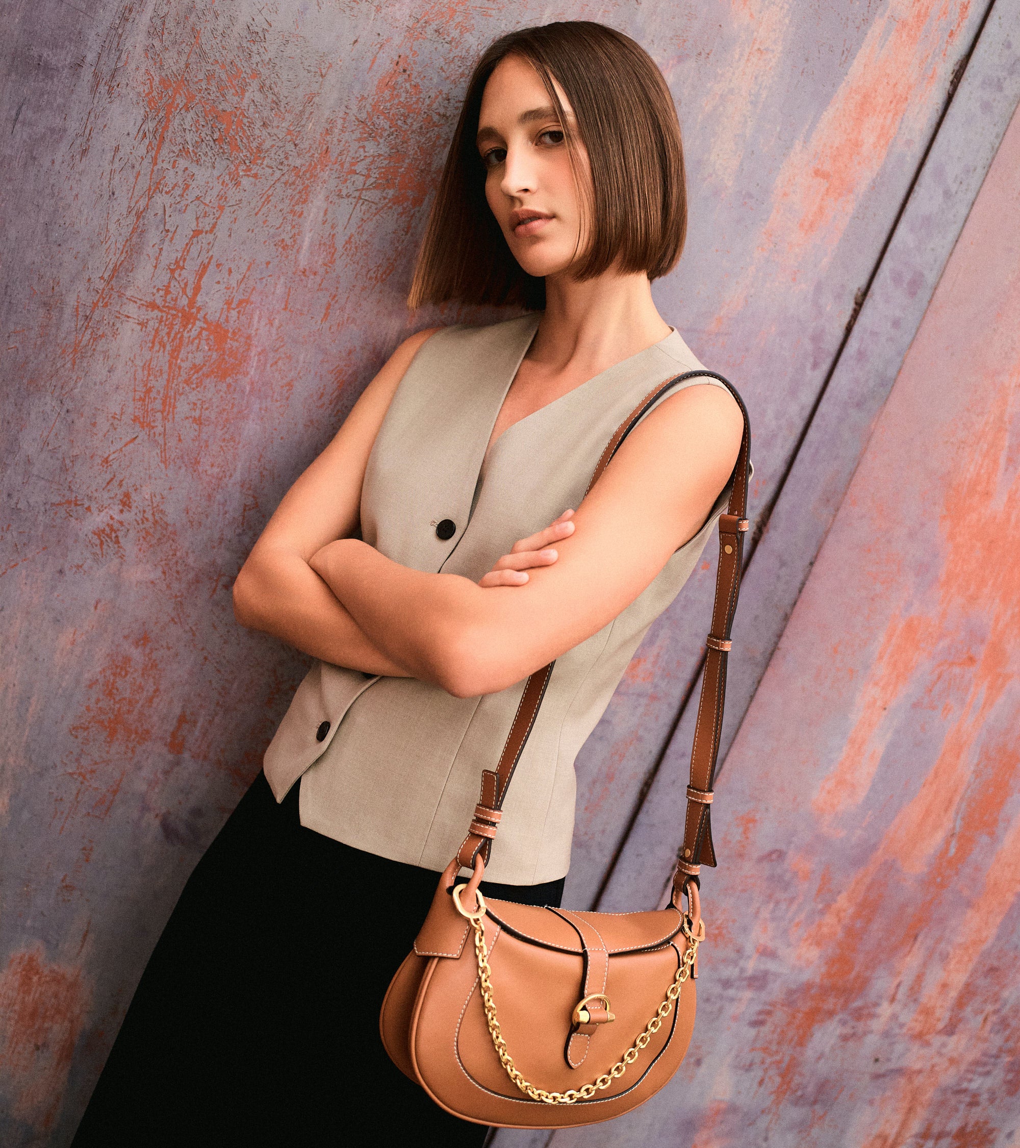 Pia small shoulder bag in smooth leather