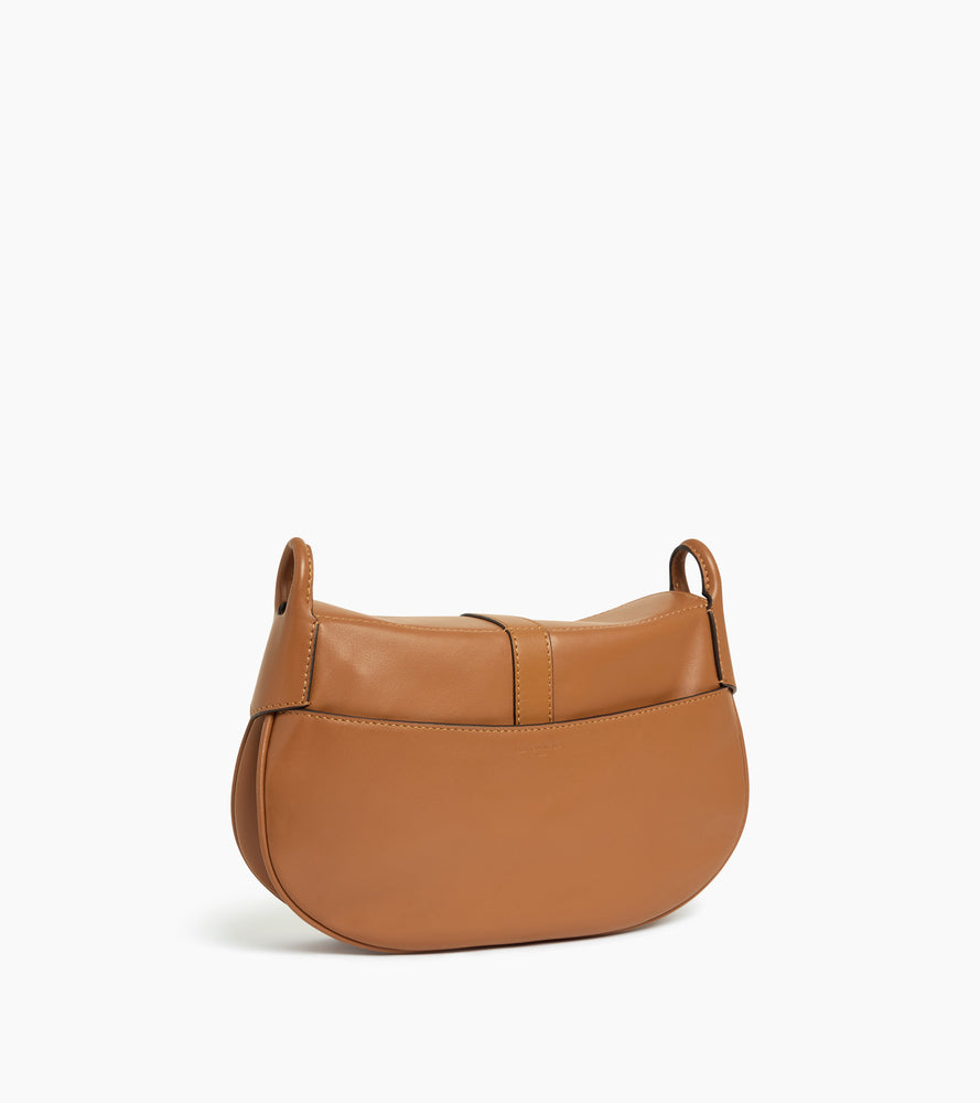 Pia small shoulder bag in raffia effect and smooth leather