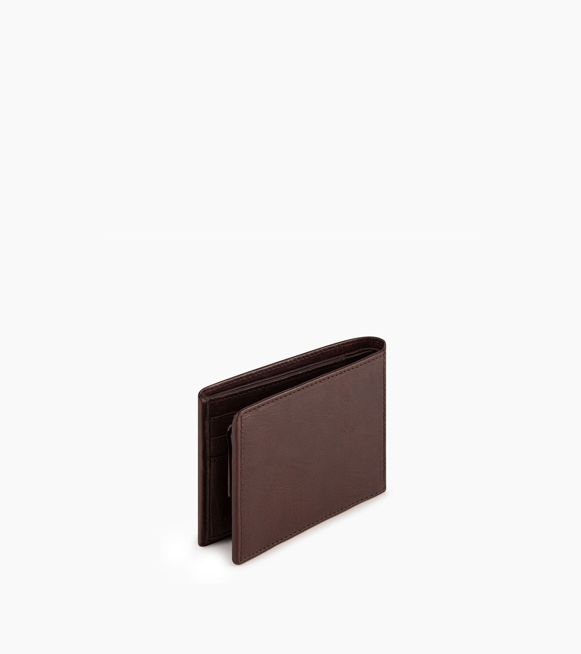 horizontal flap wallet with 2 sections in oiled leather