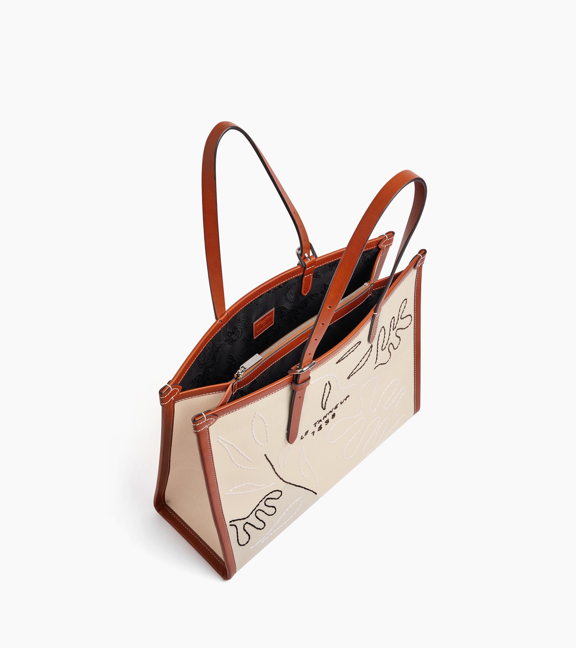 Sarah Espeute shoulder bag in semi-vegetable leather and cotton canvas