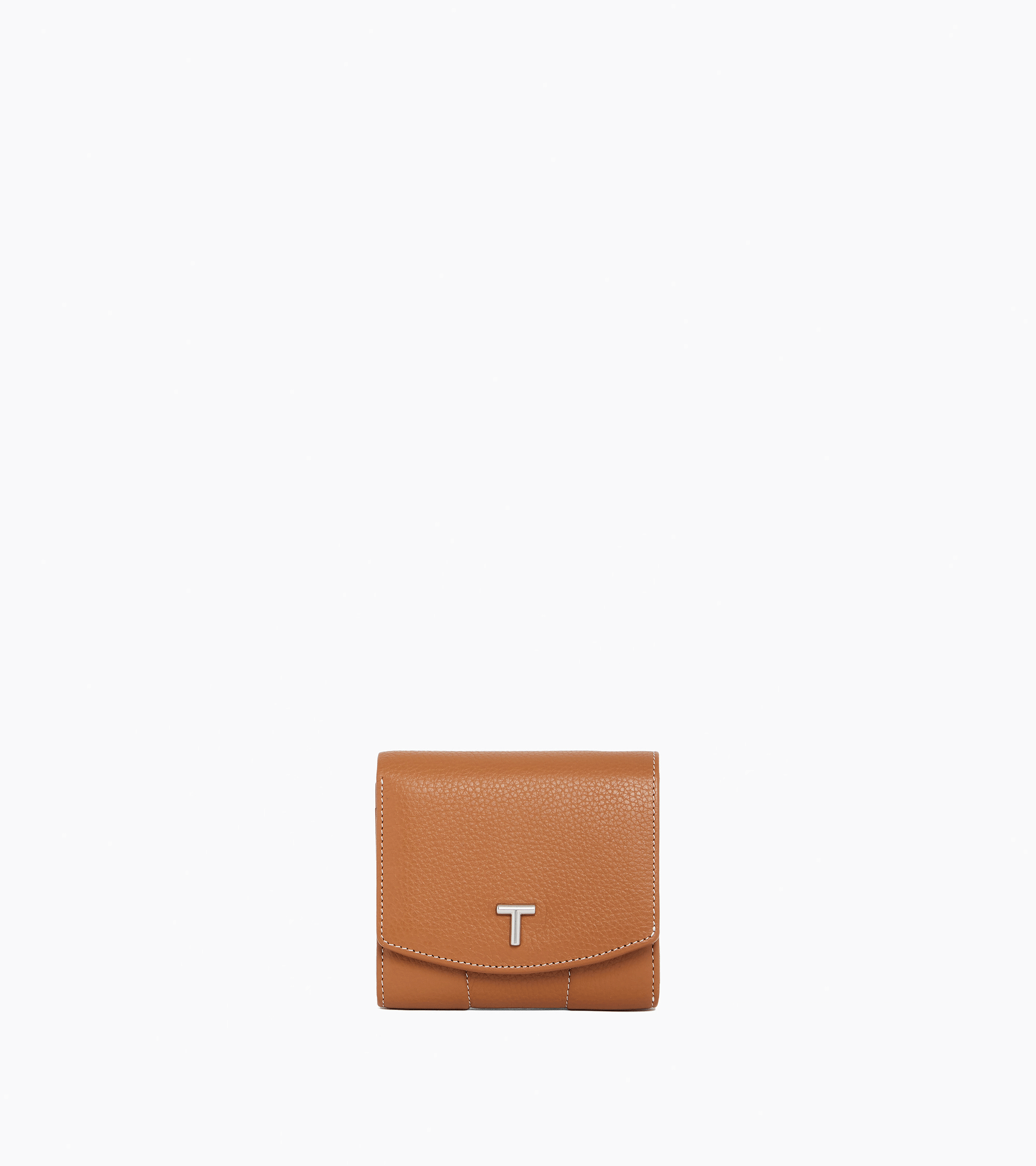 Romy coin case with flap closure in pebbled leather